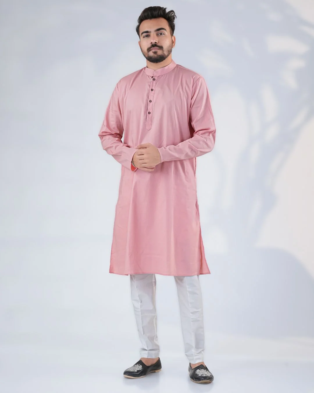Simple Pink Cotton Kurta Pajama Set
