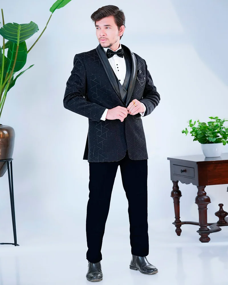 Stylish Black Imported Fabric Suit For Men