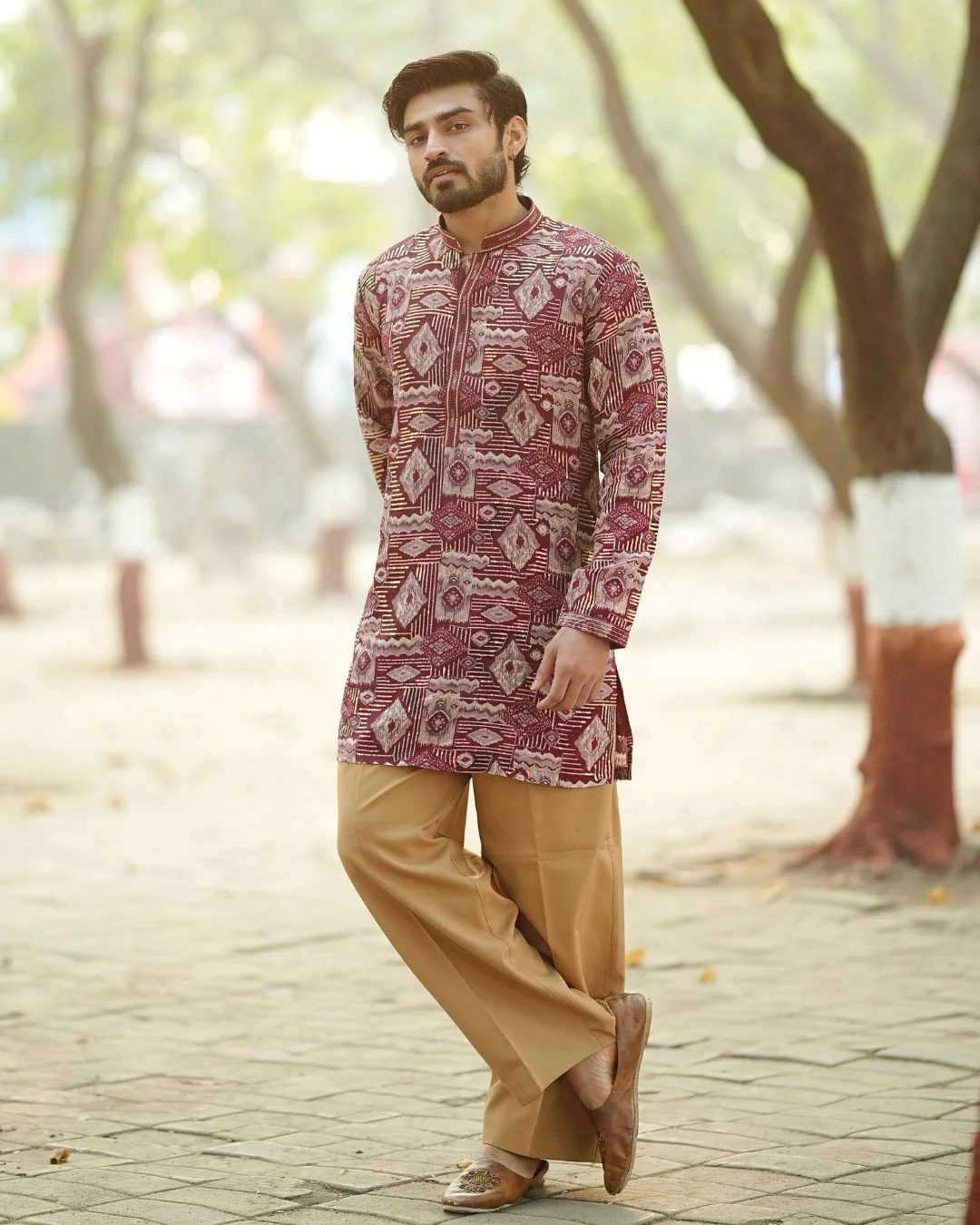 Designer Maroon Silk Kurta Pajama Set