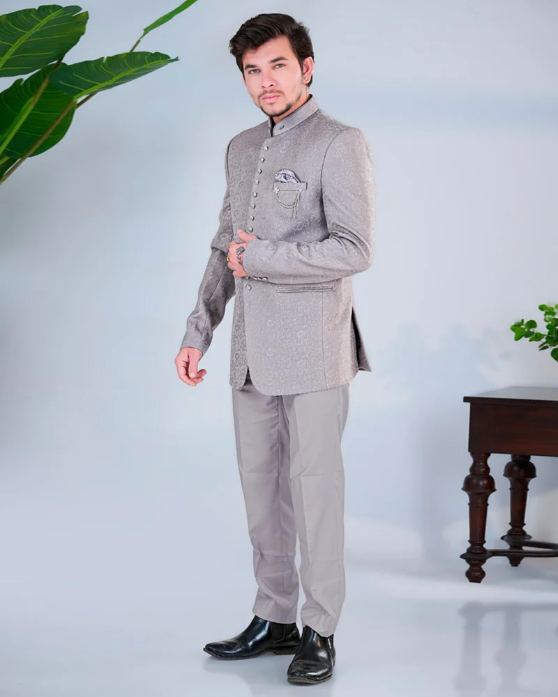 Purple Self-Design Jodhpuri Suit for Men