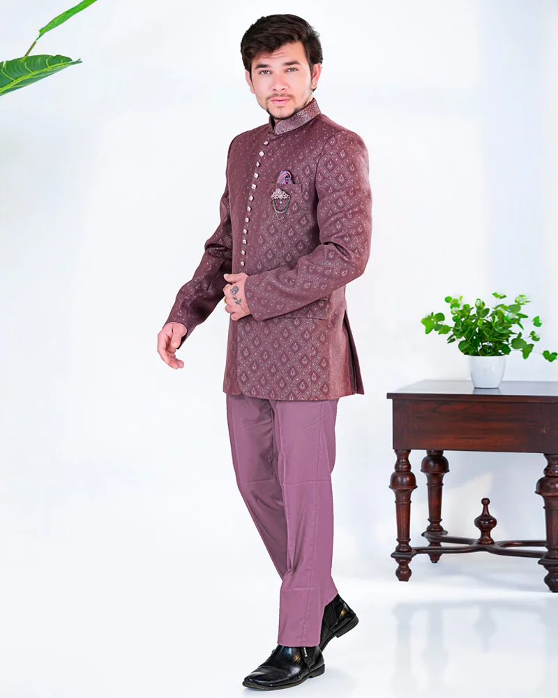 Men's Onion Imported Fabric Jodhpuri Suit