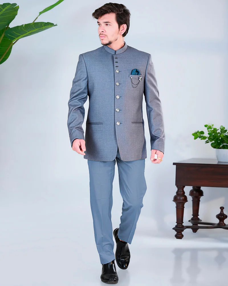 Imported Fabric Grey Jodhpuri Suit for Men