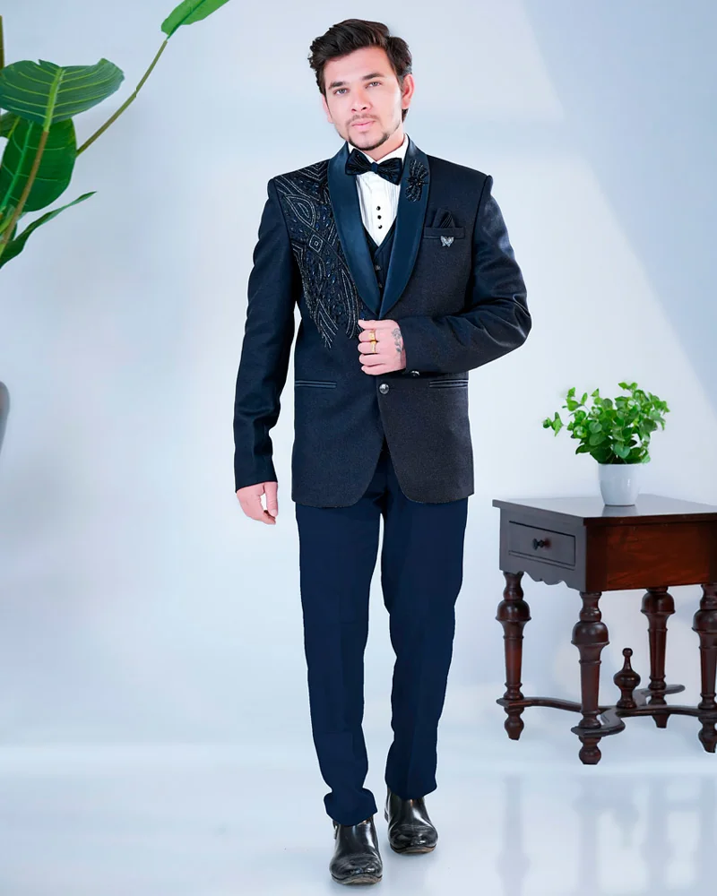 Party Wear Blue Imported Fabric Suit