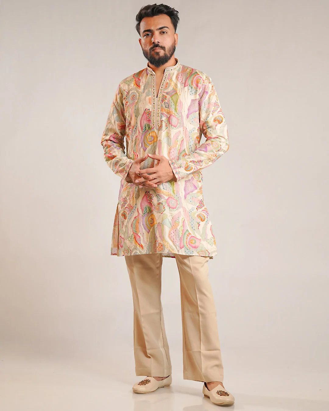 Men’s Silk Kurta with Sequence Work