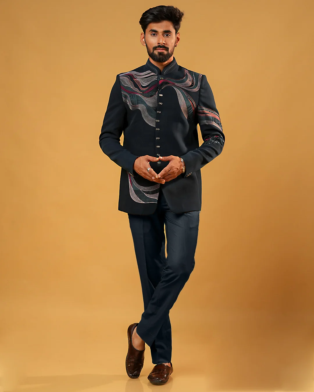Designer Rama Jodhpuri Suit with Thread Work