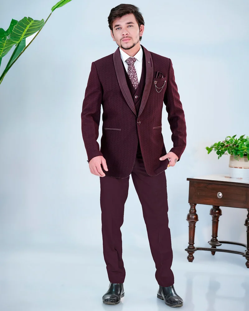 Wine Imported Fabric Suit