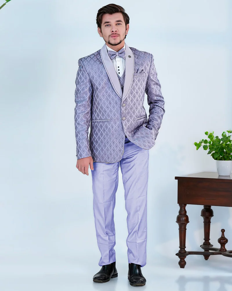 Purple Imported Tuxedo with Thread Work