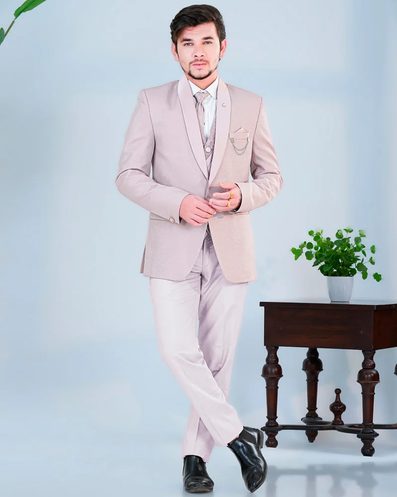 Pink Imported Fabric Tuxedo Suit