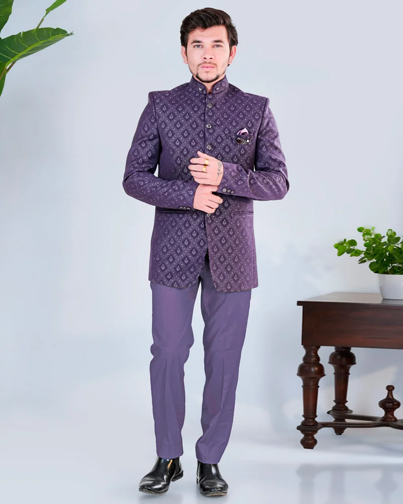 Purple Imported Jodhpuri Suit for Men