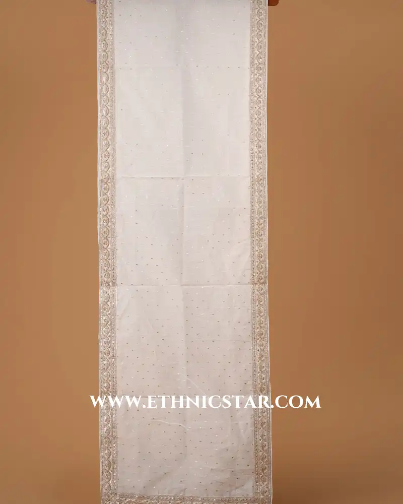 Groom Wear White Embroidered Dupatta