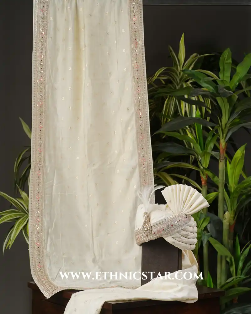 Classic Cream Embroidered Safa And Dupatta
