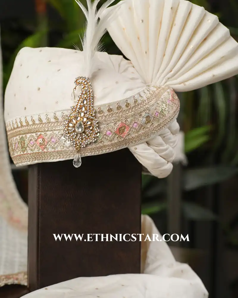 Classic Off White Embroidered Safa
