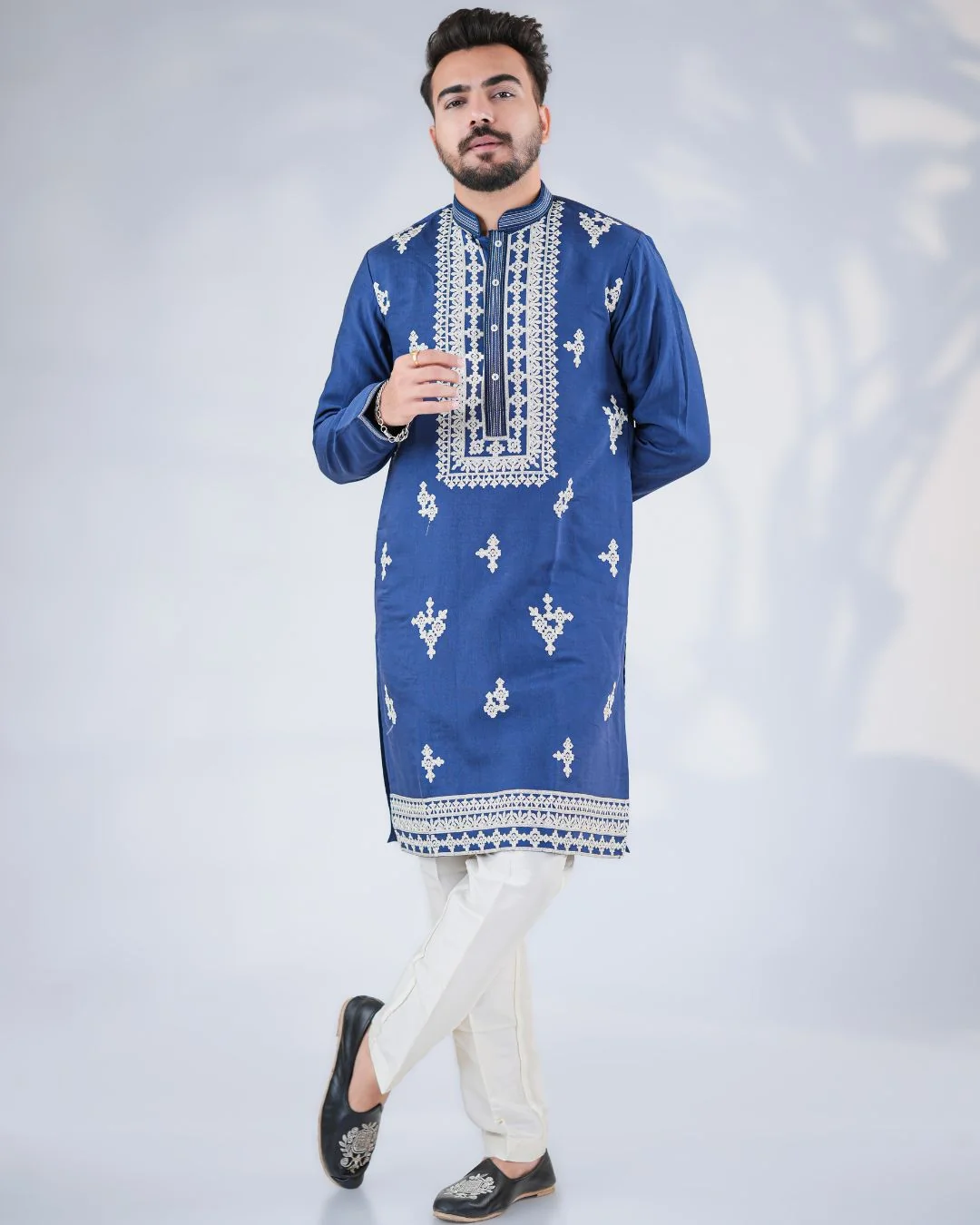 Men's Blue Silk Kurta Pajama