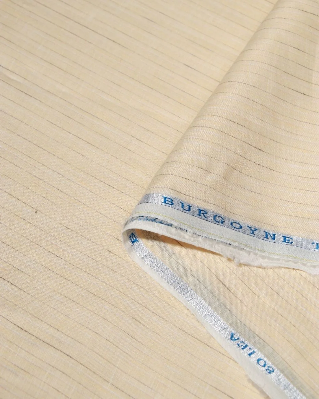 Stylish Pastel Yellow Striped Linen Fabric