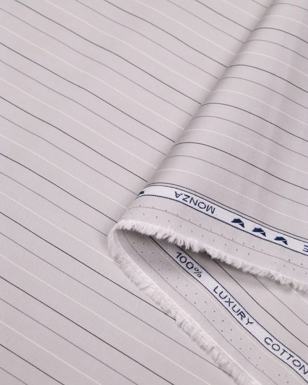 Sophisticated Light Grey Stripe Cotton Fabric