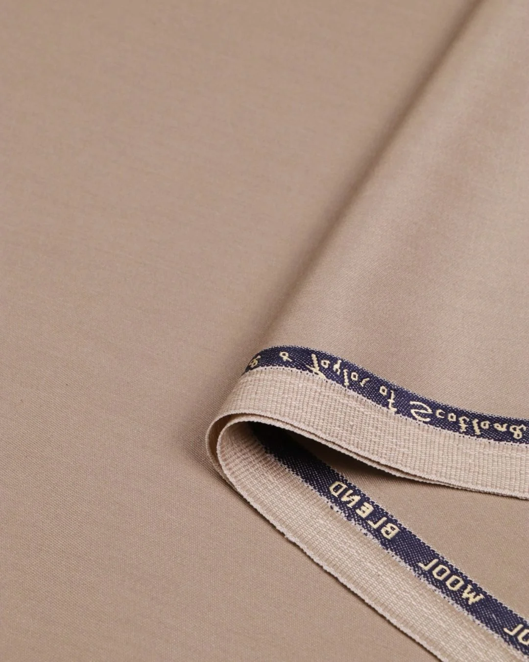 Refined Khaki Poly-Wool Suiting Fabric