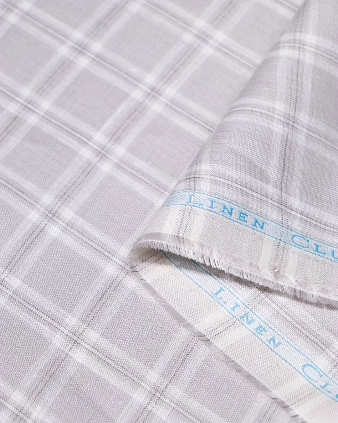 Classic Grey Checks Linen Fabric