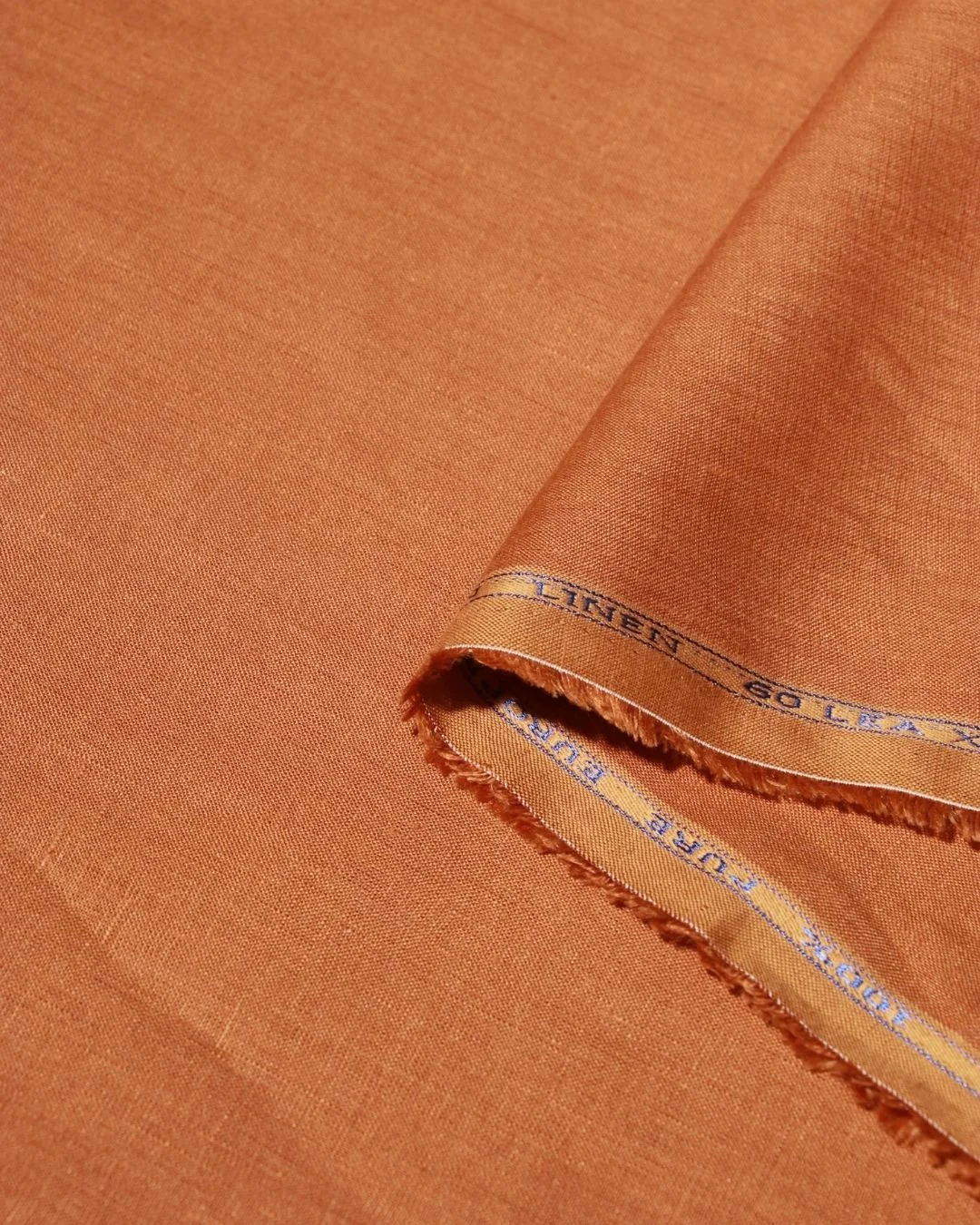 Linen Shirting Fabric in Orange Color
