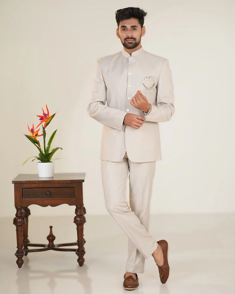 Beige Jodhpuri In Imported Fabric