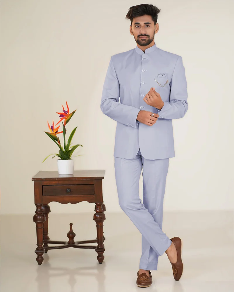 Imported Jodhpuri Suit In Sky Blue Color