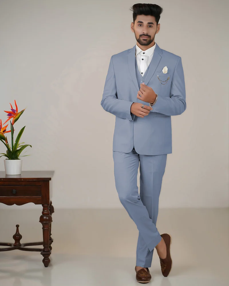 Sky Blue Formal Suit in Premium Imported Fabric