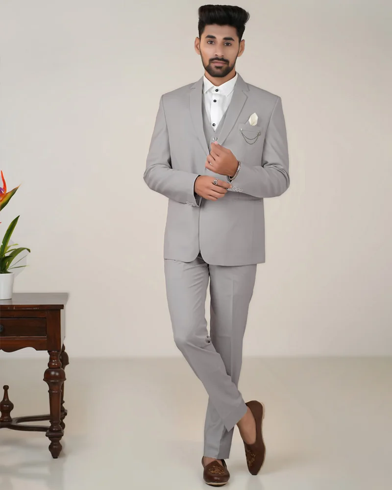 Men's Grey Imported Fabric Suit