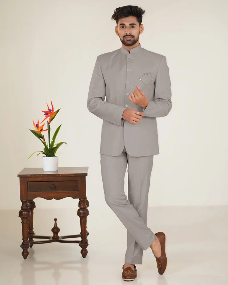 Grey Imported Jodhpuri Suit